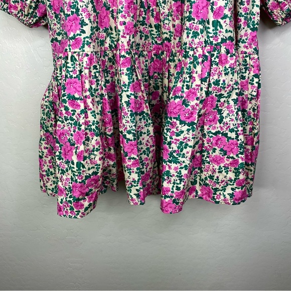 Zara Voluminous Pink and Green Floral Puff Sleeve Dress Size S - Picture 6 of 16